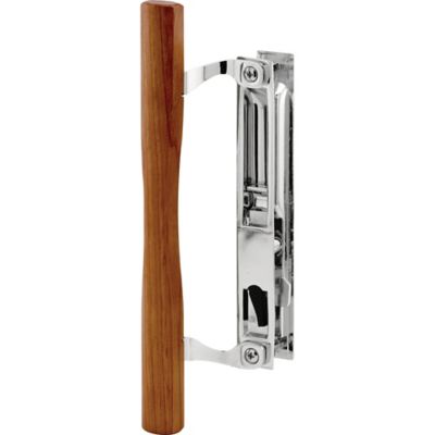 Prime-Line Chrome Diecast Sliding Door Handle Set with Wood Pull, Fits Acorn Doors, C 1148