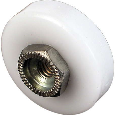 Prime-Line Shower Door Roller, 3/4 in. Diameter, Flat Edge Nylon Tire, Steel Ball Bearings, Threaded Hex Head Hub, 4 pk., M 6152