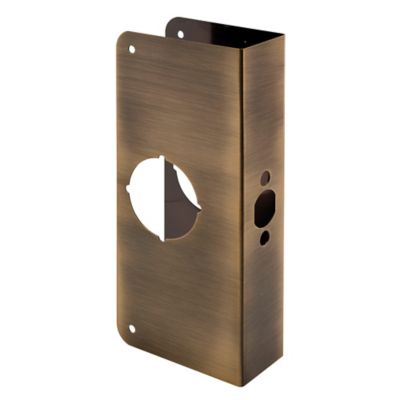 Prime-Line Brass Lock and Door Reinforcement Plate for 1-3/4 In. Thick Doors, Brass Finish (Single Pack), U 9569