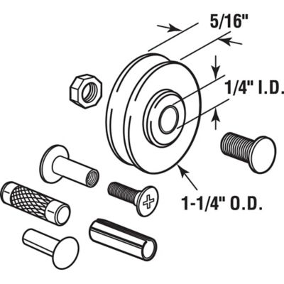 Image showing  1-1/4 in. Nylon Ball Bearing, Sliding Door Roller Set,, 2 pk., D 1798