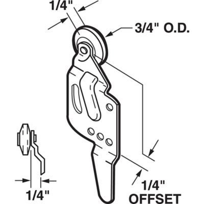 Image showing  Front Closet Door Roller with 1/4 in. Offset and 3/4 in. Nylon Wheel, 2 pk., MP6524