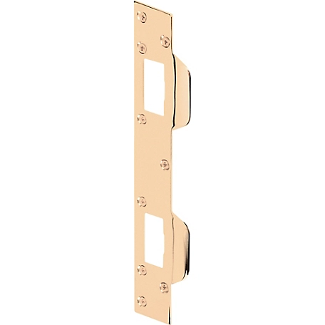 Prime-Line Door Strike, for Use with 5-1/2 in. and 6 in. Hole Spacing on Dead Latch and Deadbolt, Steel, Brass, U 9480
