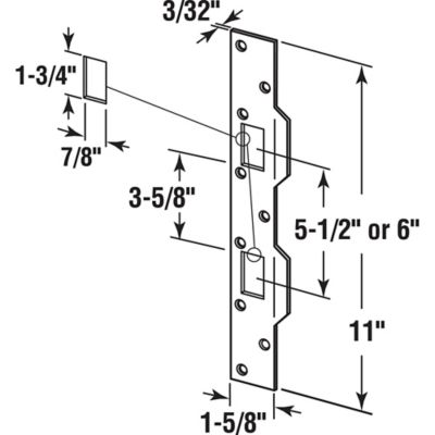 Image showing  Door Strike, for Use with 5-1/2 in. and 6 in. Hole Spacing on Dead Latch and Deadbolt, Steel, Brass, U 9480