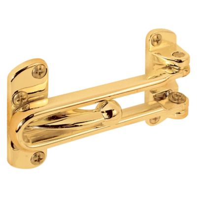 Prime-Line Swing Bar Lock for Hinged Swing-In Doors, 3-7/8 in. Bar Length, Diecast Zinc Construction, Brass Finish, U 9897