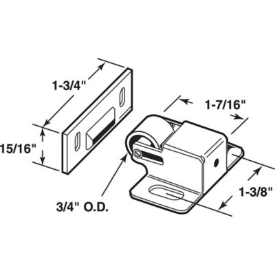 Image showing  Cabinet Door Roller Catch, Satin Nickel Steel Housing and Strike, N 7386