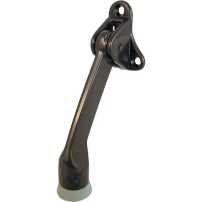 Prime-Line Door Holder, 4 in. Drop Down, Zinc Diecast, Bronze Plated, Black Rubber Foot