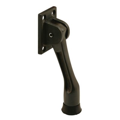 Image showing 1 th Prime-Line Door Holder, 4 in. Drop Down, Zinc Diecast, Bronze Plated, Black Rubber Foot