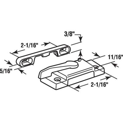 Image showing  Sash Lock, 2-1/16 in. Hc, Right-Hand, Betterbilt 350 Series Vertical Sliding Windows, White, F 2626