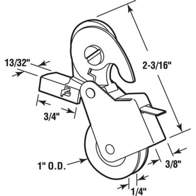 Image showing  1 in. Diecast with Steel Ball Bearing Roller Assembly 1 Pair), B 663