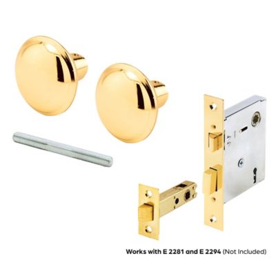 Image showing  Vintage Style Door Knobs with Brass Plated Finish, 2-1/4 in. Outside Diameter 1 Set, E 2280