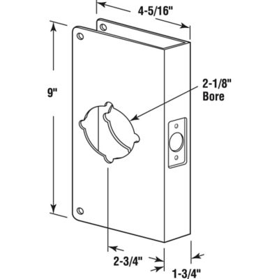 Image showing  2-1/8 in. x 2-3/4 in. x 1-3/4 in. Stainless Steel Recessed Lock and Door Reinforcer