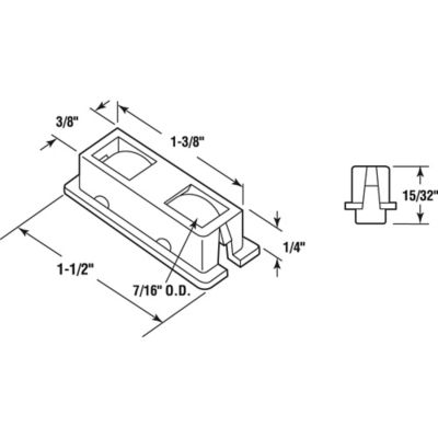 Image showing  7/16 in. Roller Assembly, Tandem Rollers, Flat Edge Brass, White, 2 pc.