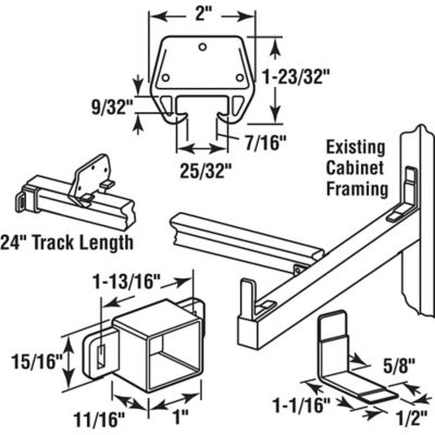 Image showing  Wood Drawer Track Repair Kit, 24 in., Wood/Plastic/Steel Components, MP7144
