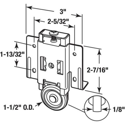 Image showing  Mirror Closet Door Roller, 1-1/2 in. Convex, N 7404