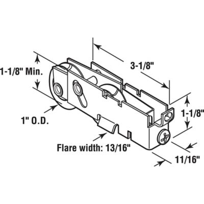 Image showing  1 in. Steel Sliding Door Tandem Roller Assembly with F-Tab