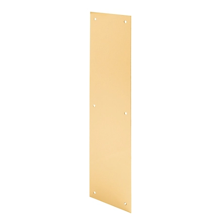 Prime-Line Door Push Plate, 4 in. x 16 in., Bright Brass, J 4630