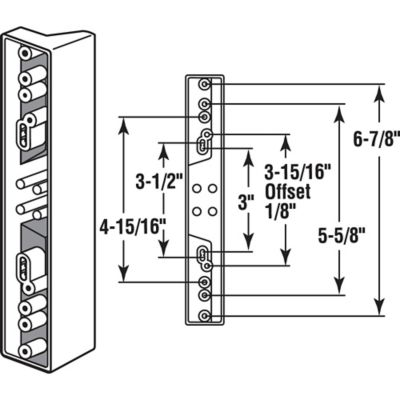 Image showing  7-1/4 in. Diecast Black-Painted Finish Patio Door Outside Pull Handle Features 6 Optional Mountings, C 1096