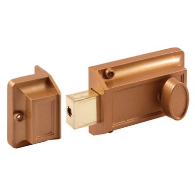 Prime-Line Single Cylinder Rim Deadlatch, Diecast, Brass, U 9956