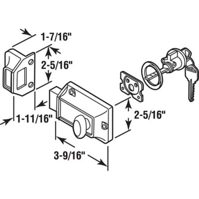 Image showing  Single Cylinder Rim Deadlatch, Diecast, Brass, U 9956