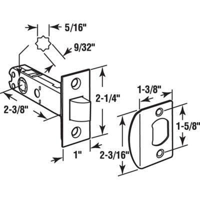 Image showing  Passage Door Latch, 9/32 in. and 1/4 in. Square Drive, Classic Bronze, E 2772