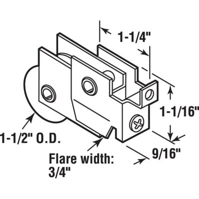 Image showing  1-1/2 in. Nylon Mirror Door Roller Assembly, N 7068