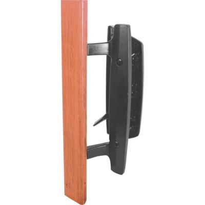 Prime-Line Sliding Glass Door Handle Set, Black Diecast, Mortise/Hook Style, Fits 3-15/16 in. Hole Spacing 1 Set, C 1131