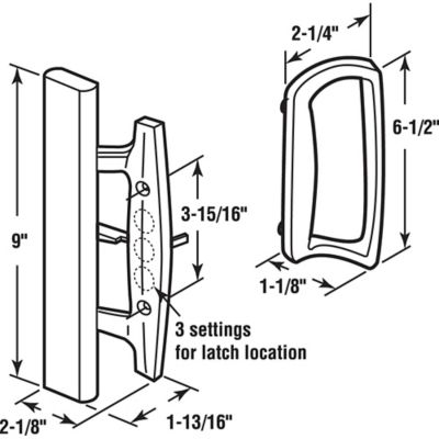 Image showing  Sliding Glass Door Handle Set, Black Diecast, Mortise/Hook Style, Fits 3-15/16 in. Hole Spacing 1 Set, C 1131