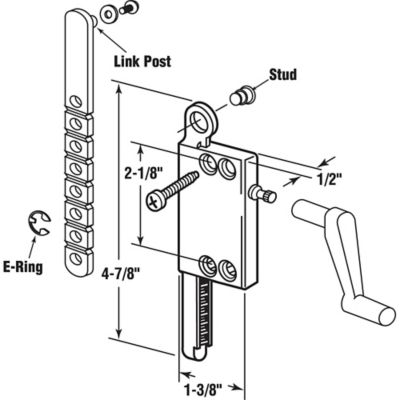 Image showing  Louvre Window Operator Assembly, Side Mount, Diecast, R 7015