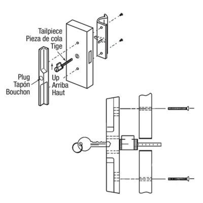 Image showing  Sliding Door Outside Pull, with Key, Black Diecast, C 1139