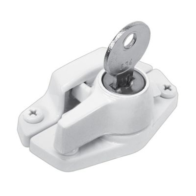 Prime-Line Keyed Child-Proof Sash Lock, 2 in. Hole Centers, Diecast Zinc, Painted White,, F 2646