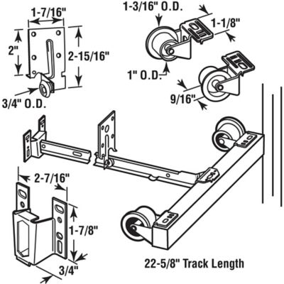 Image showing  Monorail Drawer Track Repair Kit, 22-5/8 in., Steel Track and Guides with Plastic Wheels, 2 Sets, MP7137-2