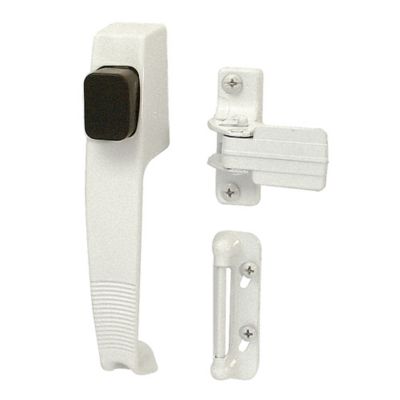 Prime-Line White Push Button Latch with Tie Down Set, K 5116
