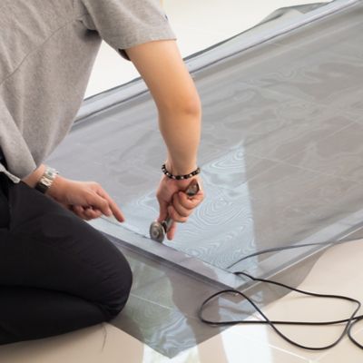 Image showing  Screen Door Repair Kit with Rolling Tool and 48 x 84 in. Charcoal Fiberglass Screen Cloth