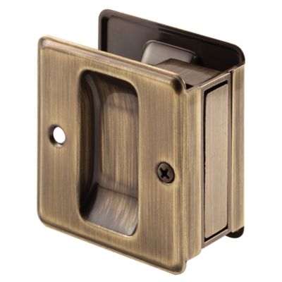 Prime-Line Solid Brass, Antique Brass Finish, Pocket Door Combination Pull, N 7080