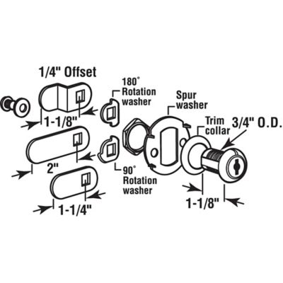 Image showing 1 th Prime-Line Drawer & Cabinet Lock, 1-1/8 in., Diecast Housing, Satin Nickel, Fits 13/16in. Max Panel Thickness, 1 Kit, U 11088