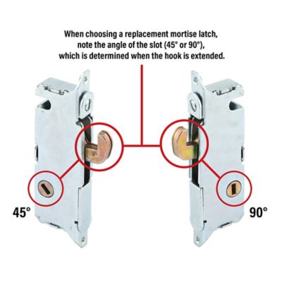 Image showing  Stainless Steel Mortise Lock, Aluminum and Vinyl, 3-11/16 in., 45 Degree Keyway, Round Face, E 2199