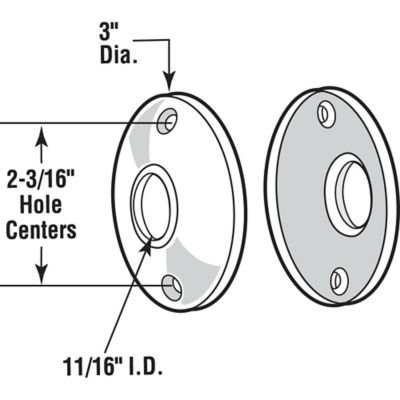 Image showing  Door Knob Rosettes, 3 in. Outside Diameter, Polished Solid Brass, E 2296