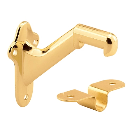 Prime-Line Hand Rail Bracket, Brass Plated Zinc Diecast with Stamped Steel Clip 4 pk., MP9046-4