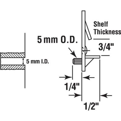Image showing 2 th Prime-Line Self-Locking Shelf Support Pegs, 5mm., Peg x 3/4 in. Shelf, Plastic, 4 pk., U 11301