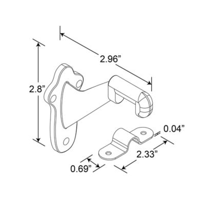 Image showing  Staircase Handrail Support Bracket, Diecast Zinc Construction, Satin Finish, MP11231-1