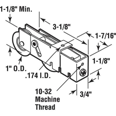 Image showing  1 in. Steel Ball Bearing Sliding Door Tandem Roller Assembly, D 1982