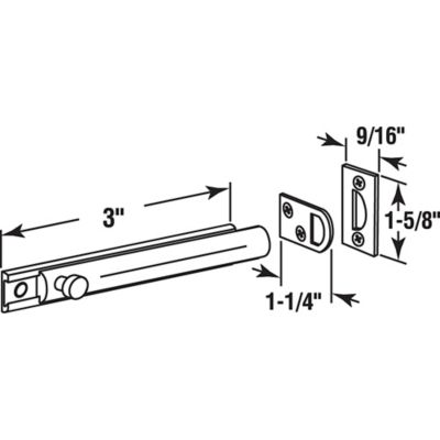 Image showing  Surface Bolt, 3 in., Solid Brass, Polished Finish, U 9962