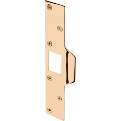 Prime-Line Maximum Security Latch Strike, 1-1/4 in. x 7-7/8 in., Steel, Brass Plated, U 9426