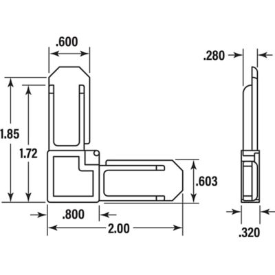 Image showing  Screen Frame Corner, 5/16 in. x 3/4 in., White Plastic, 100 pk., MP7729