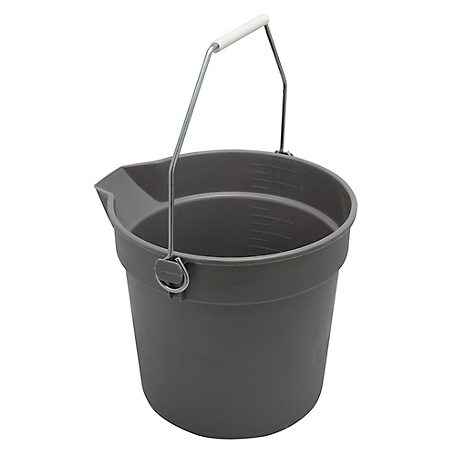 Prime-Line Bucket with Handle and Spout, 10 qt., Plastic, Gray, Rugged, Heavy, MP46750