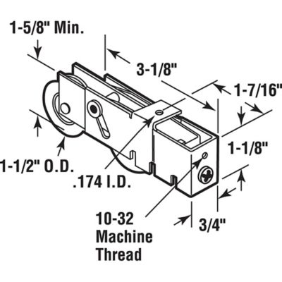 Image showing  1-1/2 in. Steel Ball Bearing Sliding Door Tandem Roller Assembly, D 1984