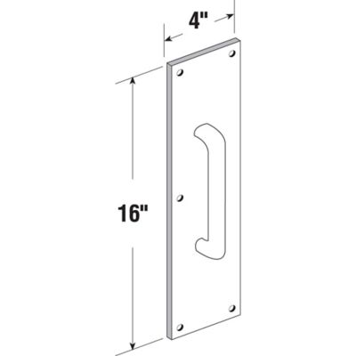 Image showing  4 in. x 16 in. Satin Aluminum Round Handle Door Pull and Plate