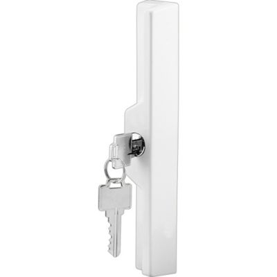 Prime-Line Sliding Door Outside Pull with Key, White Diecast