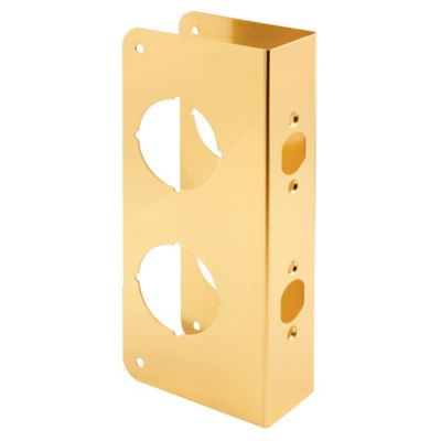 Prime-Line Brass Lock and Door Reinforcement Plate for 1-3/8 In. Thick Doors, Brass Finish (Single Pack), U 9559