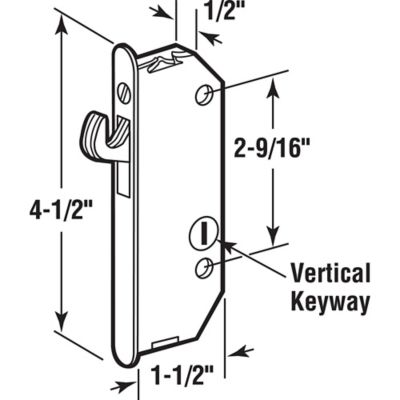 Image showing  Steel Round-Faced Mortise Latch with Vertical Keyway, 2-9/16 In., Silver (Single Pack), E 2171